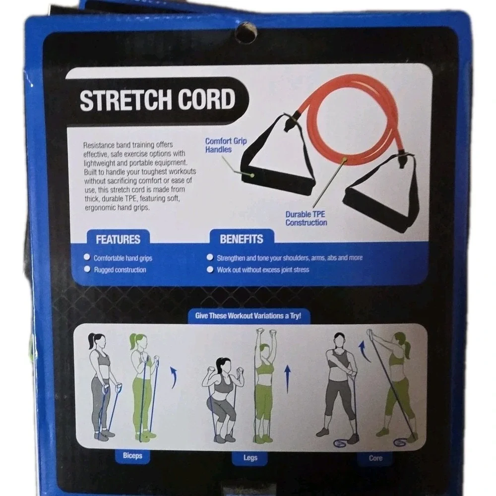Lot Of 2 Pro Strength Stretch Cord Resistance Total Body Workout Band New